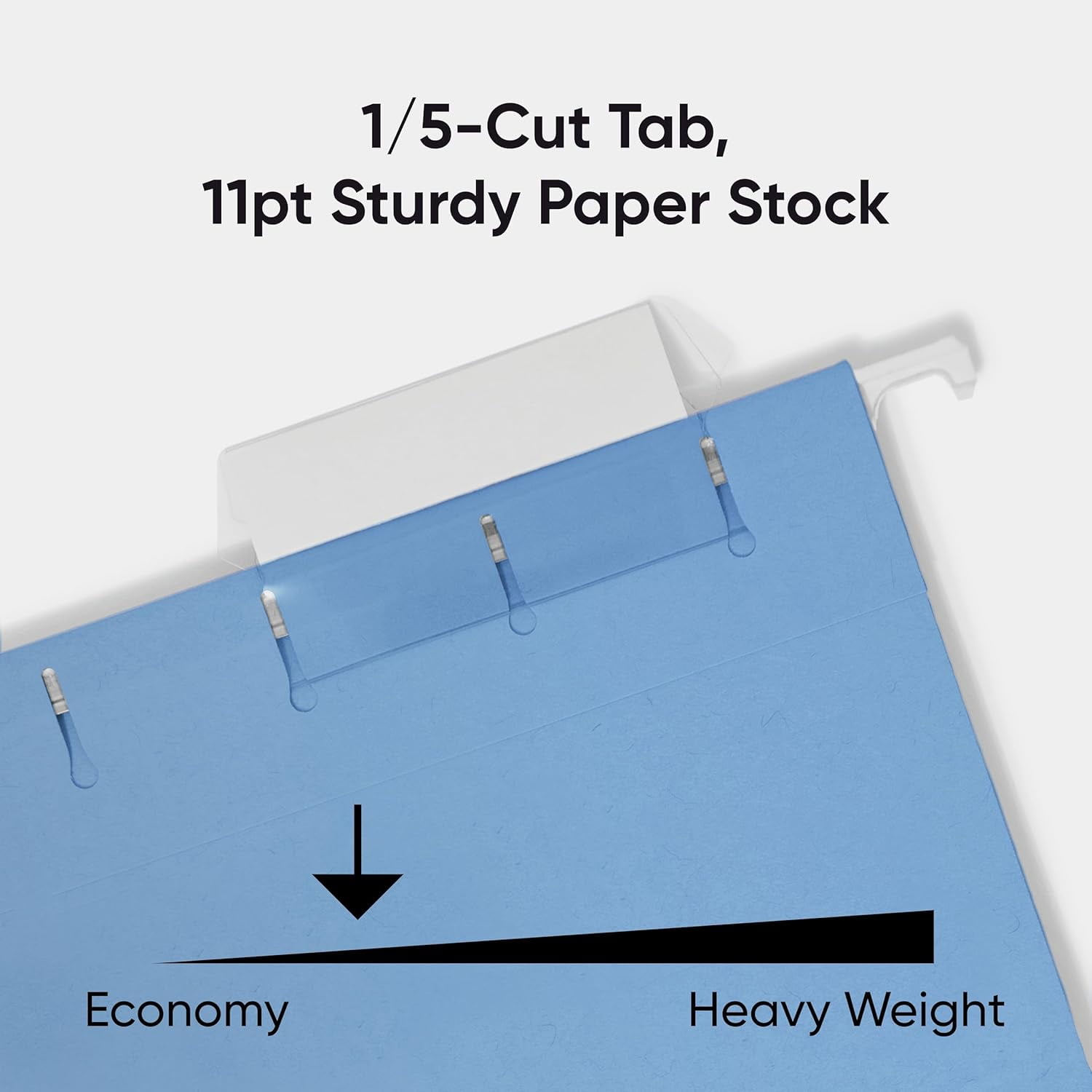 Standard Hanging File Folders, 25 Count, Blue, 1/5-Cut Adjustable Tabs, Letter Size (64060)