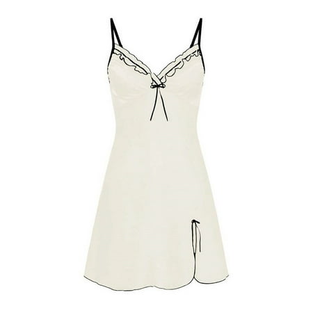 

ORQ Women Sexy Solid Color Suspender Lace Nightdress