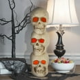 thumbnail image 2 of Halloween Lighted Candle Flicker Skull Stack Bone - Décor 21 inches, 2 of 6