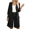 thumbnail image 2 of Meichang Womens 2 Piece Blazer Outfits Business Casual Lapels Open Front Long Sleeve Suit Jacket and Bermuda Shorts Set, 2 of 6