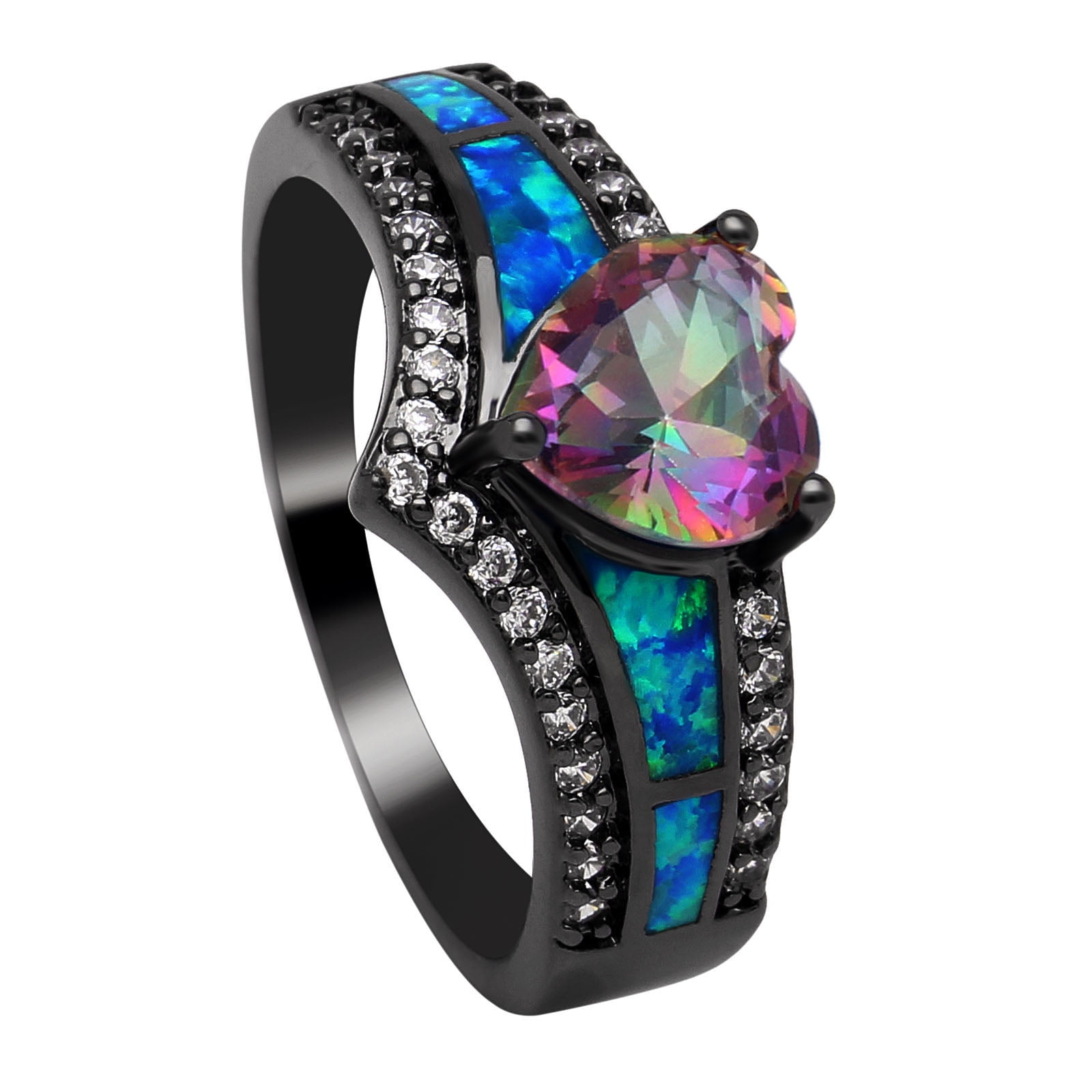 Ginger Lyne Collection Round Simulated Opal Purple CZ Ring