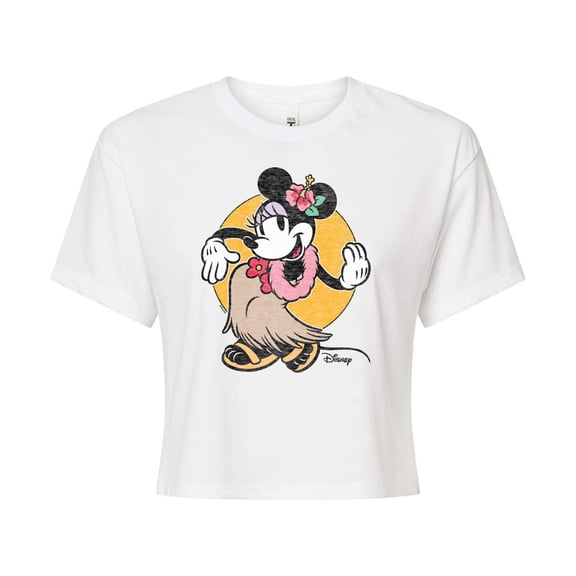 Disney - Mickey & Friends - Minnie Mouse - Hulu Girl - Juniors Cropped Cotton Blend T-Shirt