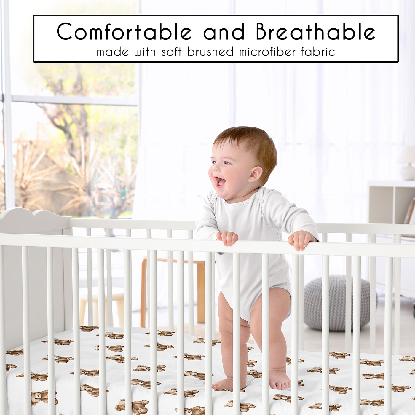Sweet Jojo Designs Boho Teddy Bear Boy, Girl, Unisex/Gender Neutral Fitted Crib Sheet