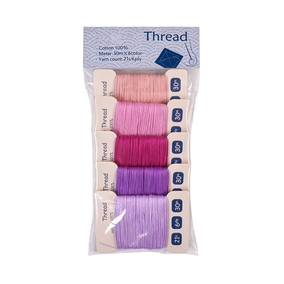 Darning Thread Set Cotton 21 Count 6 Ply 30m Spools for Hand Sewing Embroidery Fabric Repair Practice Beginners