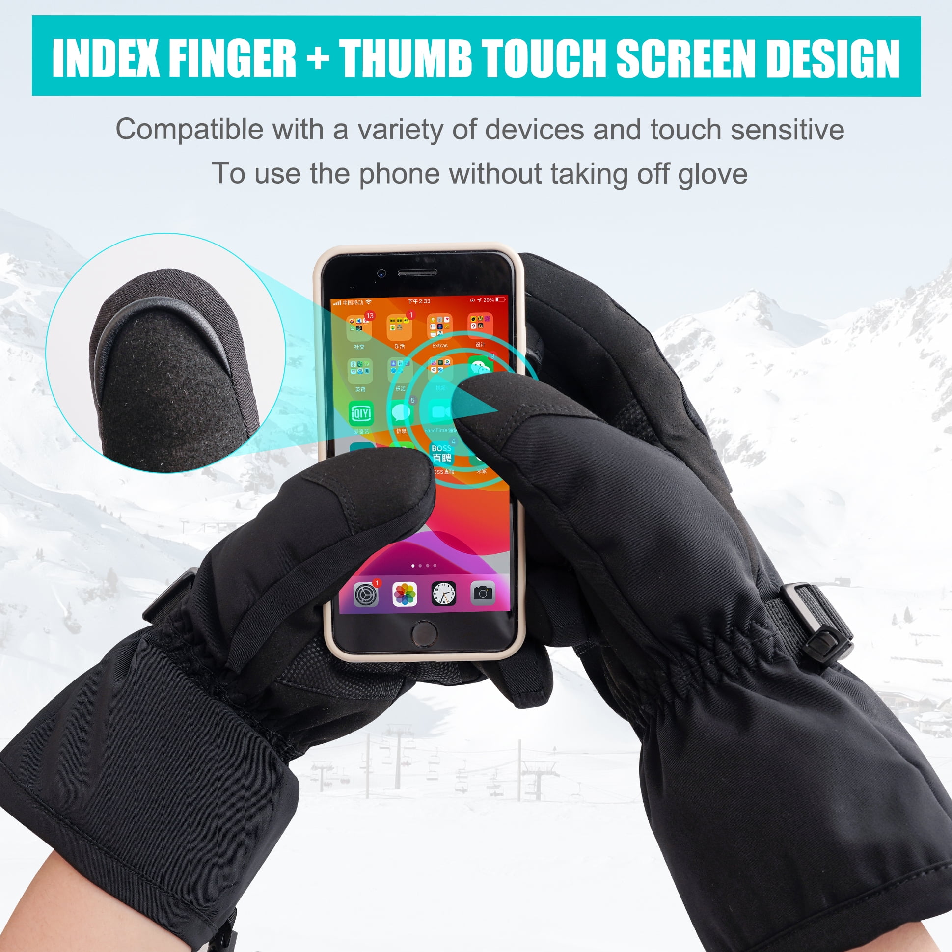 SAVIOR HEAT Heated Gloves for Men Women, Rechargeable Electric Heated Gloves, Heated Skiing Gloves and Snowboarding Gloves