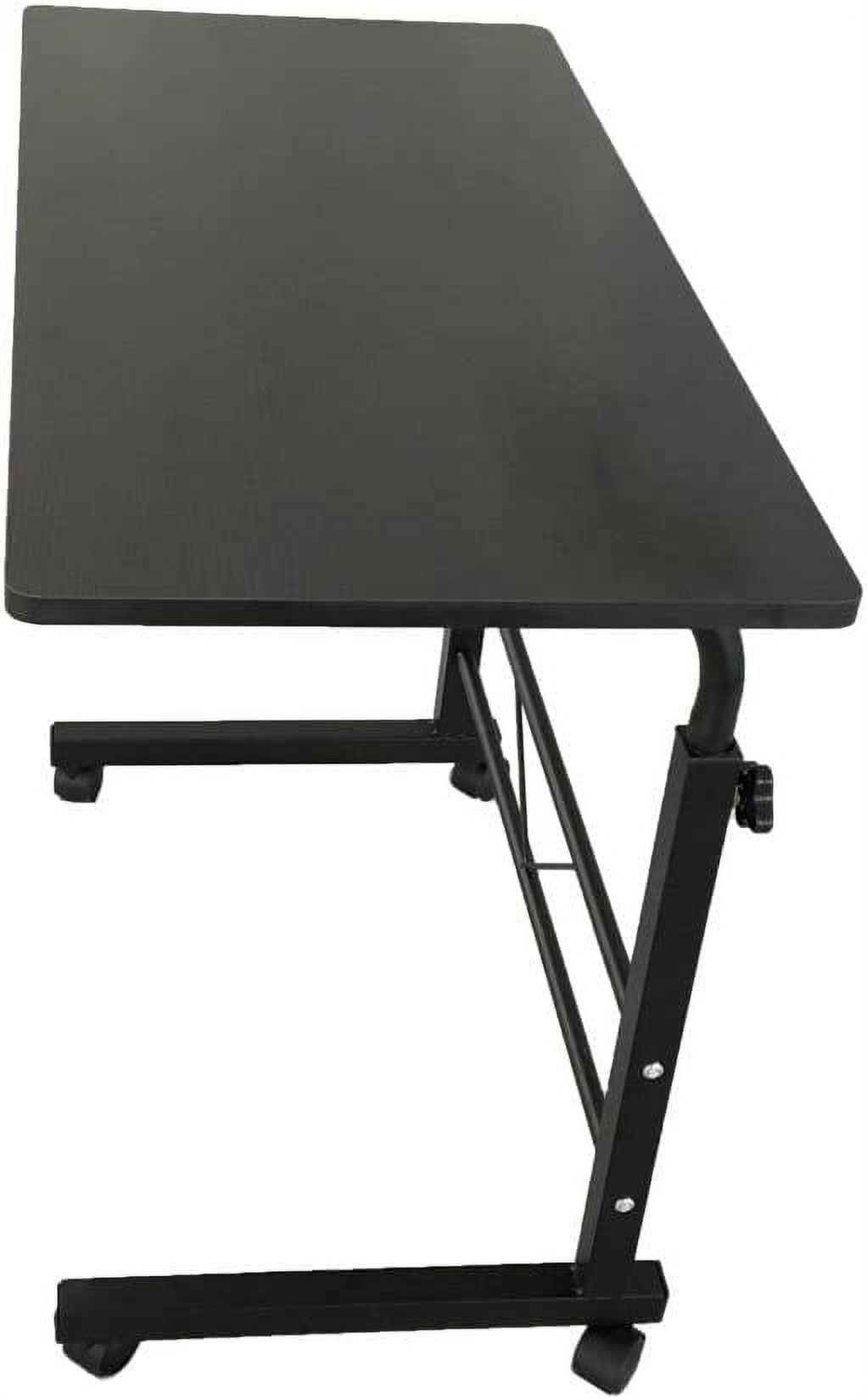 Side Table 31.5 Inches with Wheels Adjustable Height C Shape Table Movable Portable Laptop Computer Stand for Bed Sofa, Black Rolling Desk, Work Desk for Home Office