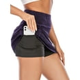 thumbnail image 3 of DODOING Women Tennis Skirts Inner Shorts Elastic Sports Golf Skirts with Pockets, S-2XL, Black/ Purple/ Grey/ Green, 3 of 7