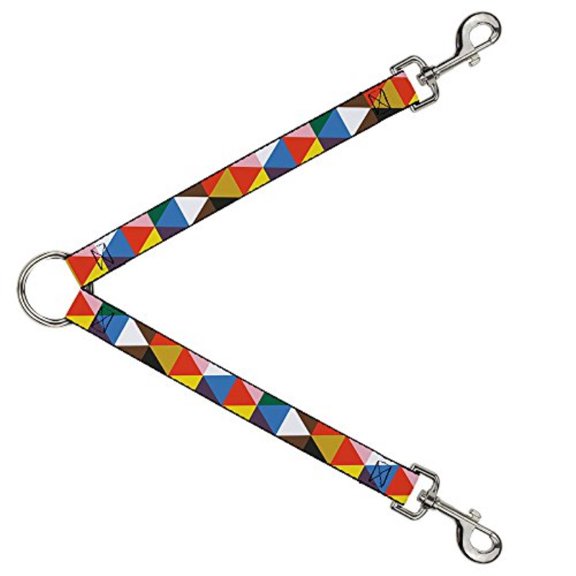 Dog Leash Splitter Geometric Triangle Blocks Multi Color 1 Foot Long 1 Inch Wide