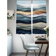thumbnail image 4 of Summer Coastal Sheer Curtains 63 Inch Length 2 Panels Set, Modern Abstract Watercolor Wave Voile Window Treatment Rod Pocket Curtains Sheers Drapes for Bedroom/Living Room/Kitchen 52x"63"x2, 4 of 7