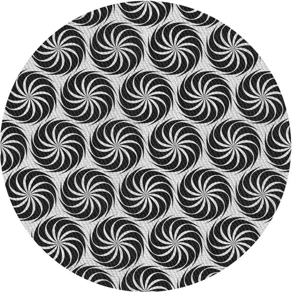 Ahgly Company Indoor Round Patterned Midnight Gray Area Rugs, 8' Round