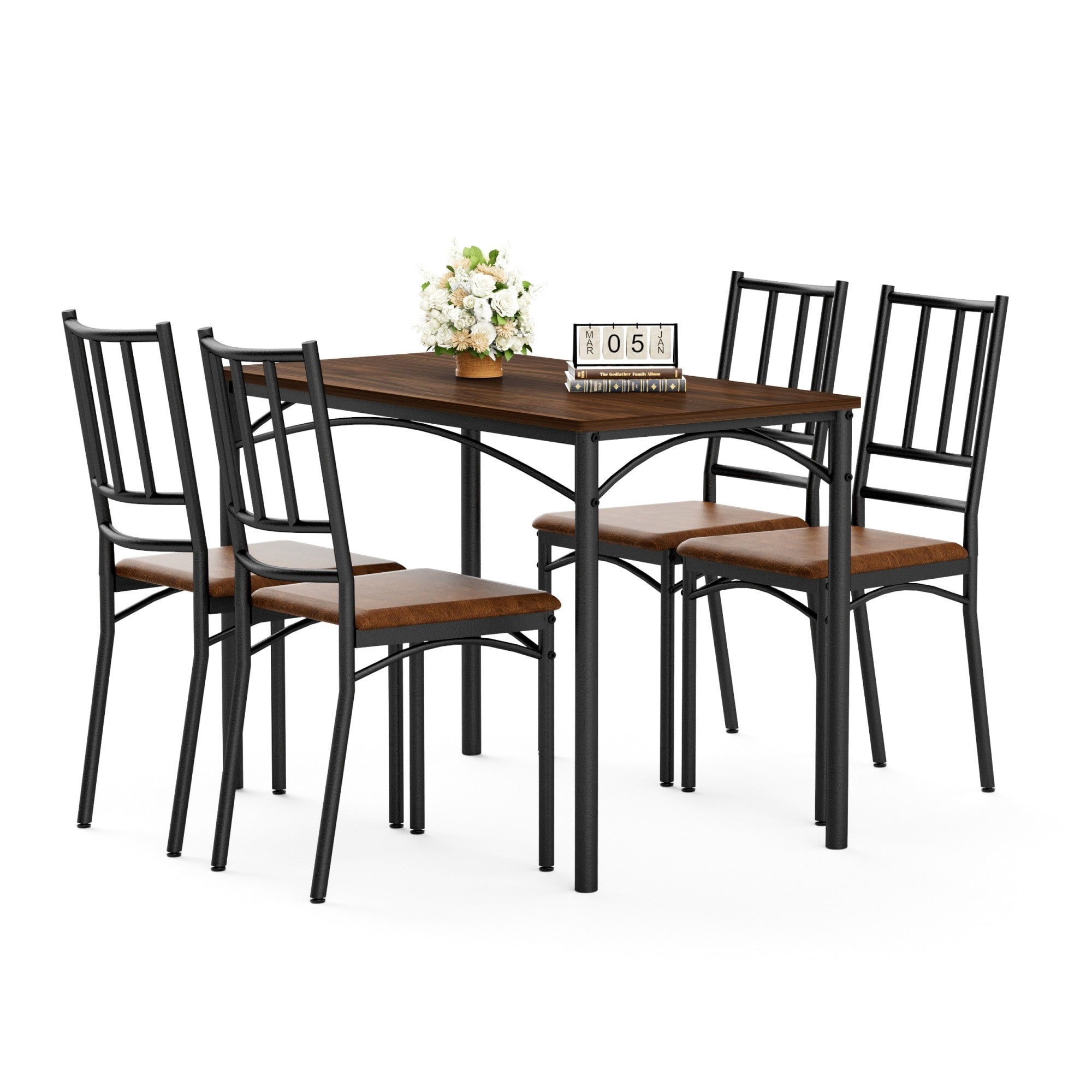 Sailvan Dining Table Set, 43.3″L x23.6″W x30.1″H, Bar Table with 4 Benches