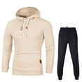 thumbnail image 4 of Levmjia Men Sweatpants Elastic Waist Men's Winter Plaid Sweatshirt Pants Sets Sports Suit Tracksuit Khaki, 4 of 9