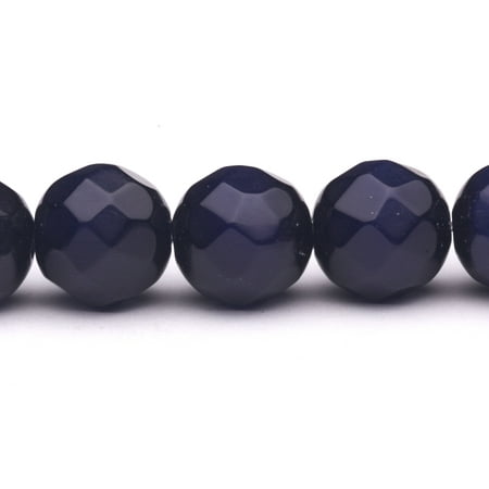 Faceted Cats Eye Round Glass - Dark Blue Cat's Eye Beads Faceted Round Fiber Optic Glass Beads 12mm