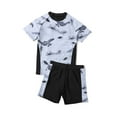thumbnail image 7 of Boys Swimwear 2 Piece Set Shark Print Pattern Short Sleeved Shorts Set Grey -, 7 of 7