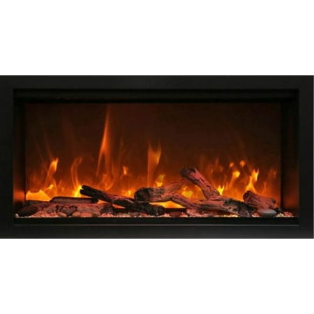 

34 Extra Tall Clean Face Symmetry Electric Fireplace w/Driftwood Logs