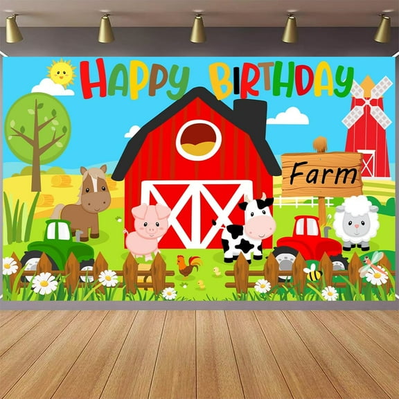 7x5FT Colorful Farm Theme Party Birthday Decorations Backdrops Farm Party Banner Supplies for Kids Farm Theme Party Birthday Backdrop Photo Decoration Supplies