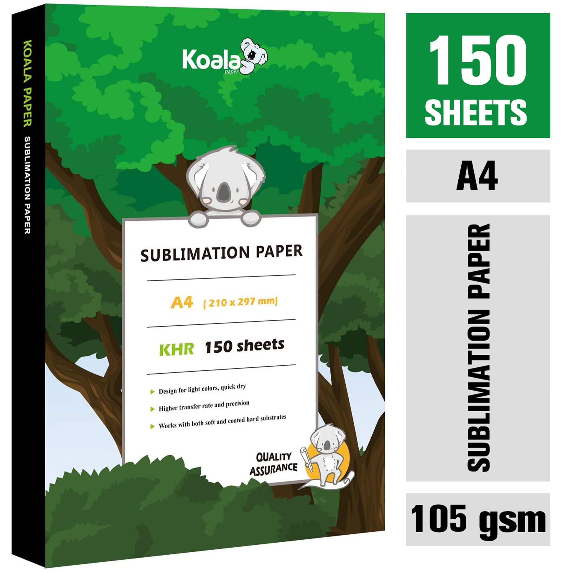 Koala Sublimation Paper 150 sheets 13x19 inches for Heat Transfer DIY Gift  Compatible with Inkjet Sublimation Printer 105gsm - Walmart.com