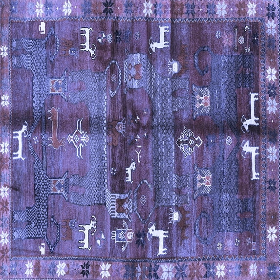 Ahgly Company Indoor Square Animal Blue Traditional Area Rugs, 6' Square