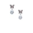 thumbnail image 2 of Delight Jewelry Silvertone 3-D Frosted Clear Resin Ornament with Crystals Silvertone Antiqued Butterfly Post Earrings, 2 of 4