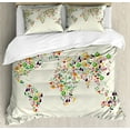 thumbnail image 1 of Vegan Duvet Cover Set Queen Size, Map of the World Designed with Multiple Vegetables Vegetarian and Healthy Planet, Decorative 3 Piece Bedding Set with 2 Pillow Shams, Multicolor, by Ambesonne, 1 of 3