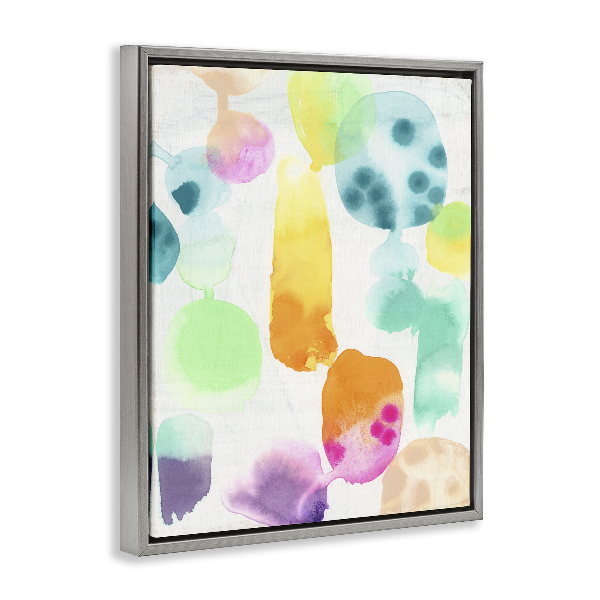 Stupell Industries Pastel Watercolor Pattern Abstract Painting Gray Floater Framed Canvas Art Print Wall Art, 25 x 31