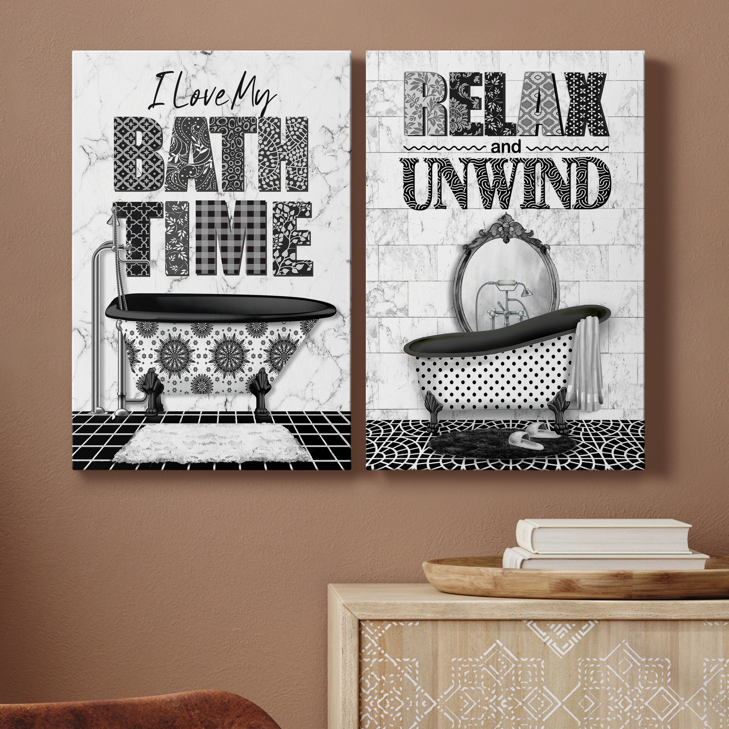 Bath Time Premium Gallery Wrapped Canvas - Ready to Hang - Set of 2 - 40 x 60 Each