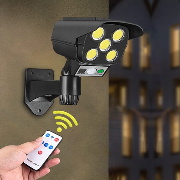 QTOCIO Outdoor Lights Simulated Wireless Monitoring Fake Camera, Solar Induction Wall Lamp, LED Strong Light Antis Theft Street Lamp, Remote Control