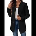 thumbnail image 2 of Blazer de Mujer con Cuello Alto, Informal, de Larga, Cruzado, Elegante, para Oficina y Negocios Negro M, 2 of 9