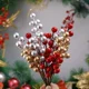 thumbnail image 2 of 20/1 piezas de ramas de bayas de Navidad, 7 cabezas, ramo de flores de bayas de acebo rojas artificiales para hacer tú mismo adornos de mesa para corona de árbol de Navidad, 2 of 6