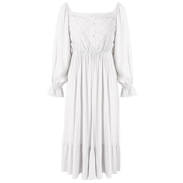 Baywell Women's Victorian Nightgown Sleepwear Long Sleeve Square Neck