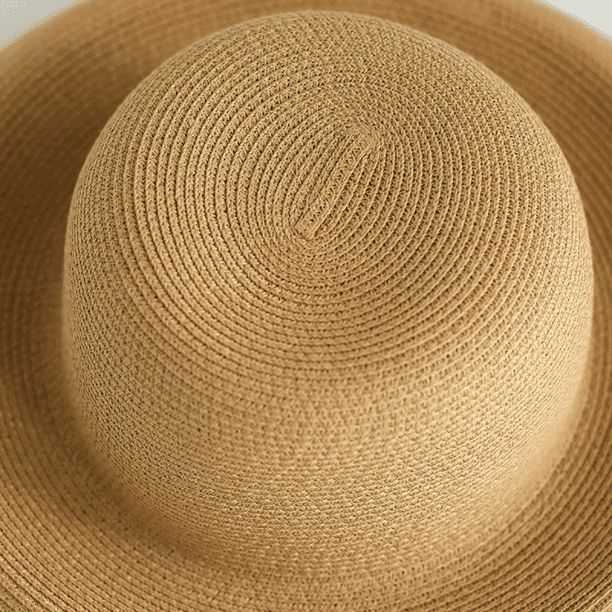 Straw Hat with Straw Hat for Women Summer Sun Protection Beach Vacation UV Protection Sun Hat Eaves