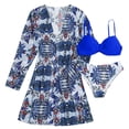 thumbnail image 4 of up to 30% off Usmixi Swimsuits for Women High Waist Bikini Sets Bathing Suits with Cover Up Cardigan Long Sleeve V-Neck Floral Swimwears 3 Pieces Swimsuits Blue L Up to 65% off, 4 of 4
