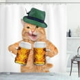 thumbnail image 1 of Ambesonne Cat Shower Curtain, Cool Cat Hat Beer Mug Funny, 69"Wx75"L, Multicolor, 1 of 3