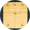 thumbnail image 1 of Ahgly Company Indoor Round Contemporary Bold Yellow Solid Area Rugs, 3' Round, 1 of 6