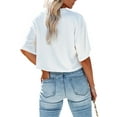 thumbnail image 3 of Dellytop Women Half Sleeve Drop Shoulder V Neck Basic Crop Tops, 3 of 4