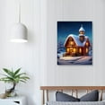 thumbnail image 3 of COMIO  Winter Christmas Canvas Wall Art for Home Decor - Christmas Tree Winter Snow Scene Christmas Cottage and Snowman Painting Print On Canvas HD Giclee Artwork for Living Room, 3 of 4