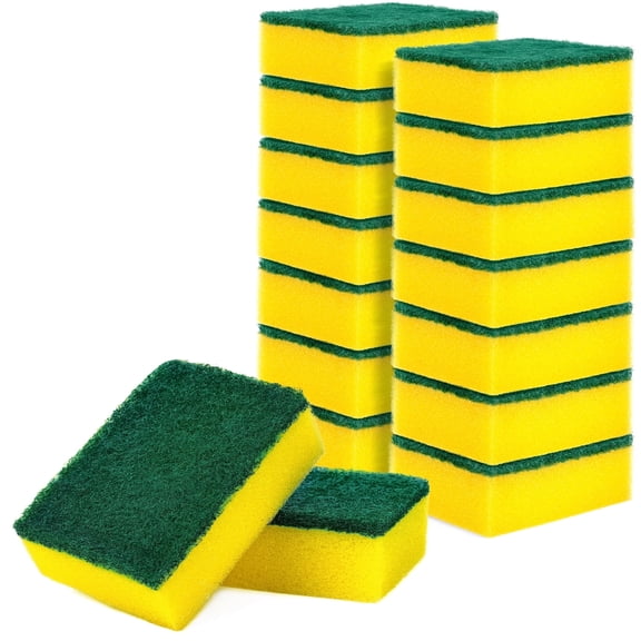 DecorRack 14 Cleaning Scrub Sponges for Kitchen, Dishes, Bathroom, Non-Scratch Scouring Pad, (Pack of 14)