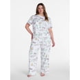 thumbnail image 2 of Joyspun Women's Dreamy Soft Collection Short Sleeve Sleep Top and Open Leg Pants Pajama Set, 2-Piece, Sizes XS-3X, 2 of 5