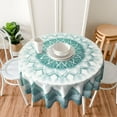 thumbnail image 5 of Teal Mandala Round Tablecloth 60 Inch Washable Reusable Decoration Table Cover for Kitchen Party, 5 of 5