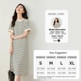 thumbnail image 1 of RWJDXD Robe d'Été à Manches Courtes Rayée Simple et Vive 2024 Col Rond Décontracté Droit Ample Midi pour Femmes Vêtements M6823, 1 of 1