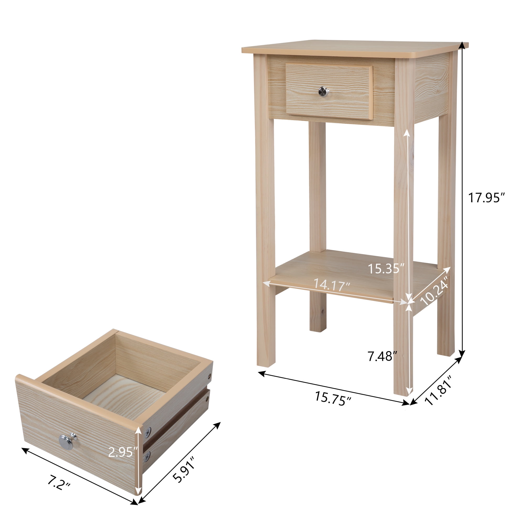 Private Jungle 2-Tier Coffee End Table Bedside Desk w/Shelf Nightstand for Living Room Bedroom,Wood color Private Jungle 2-Tier Coffee End Table Bedside Desk w/Shelf Nightstand for Living Room Bedroom,Wood color