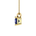 thumbnail image 2 of 0.5 ct Brilliant Princess Cut Solitaire Tanzanite 14k Yellow Solid Gold Everyday Affordable Designer Necklace Pendant with 18" Chain, 2 of 6
