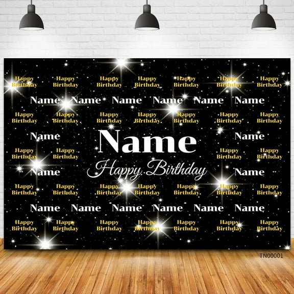 Custom Name Text Photo Glitter Birthday Party Banner Backgrounds Baby Shower Diy Photography Backdrop Photocall Studio Prop
