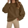 thumbnail image 2 of Pullover Sweaters for Women 2025 Long Sleeve Crewneck Oversized Casual Plain Sweater Tops Fall Winter Outfits, 2 of 6