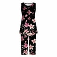 thumbnail image 3 of Pajamas for Women Set Two Piece Sleep Sets for Women Sleeveless Pjs for Women Set Loose Fit Tank Top and Dressy Capri Pants, 3 of 5