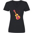 thumbnail image 3 of Inktastic Guitar Music Retro Musician Women's V-Neck T-Shirt, 3 of 5