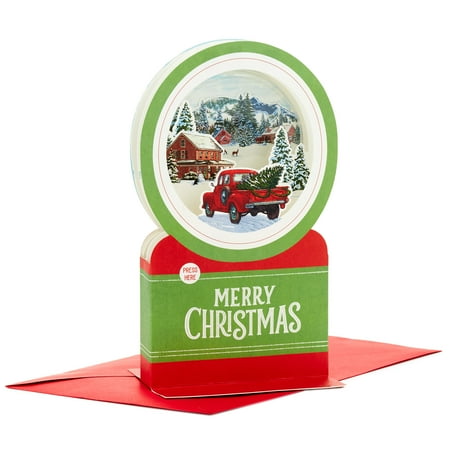 Hallmark Paper Wonder Musical 3D Pop-up Christmas Card with Motion (Vintage Red Truck Snow Globe)