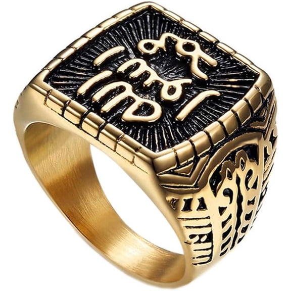 Jiaoiudi Vintage Signate Statement Ring Stainless Steel,Single Piece for Daily Wear, Sizes 7-15