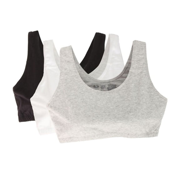 Women's Fruit Of The Loom 9012 Tank Style Sports Bra - 3 Pack (White/Black/Grey 32)