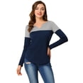 thumbnail image 1 of Unique Bargains T-Shirt Casual à Manches Longues à Col en V pour Femmes, 1 of 4
